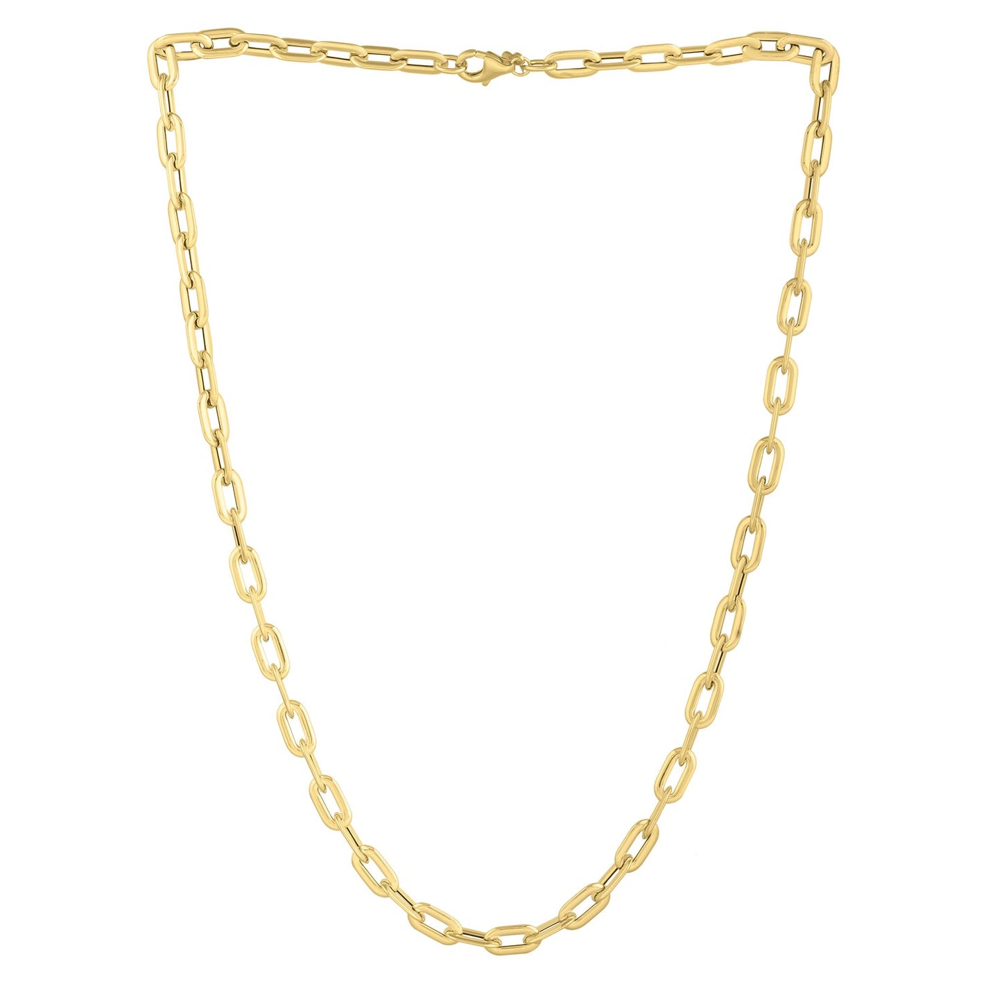 Oval Domed Paperclip Necklace in 14K Yellow Gold (5.30 mm)