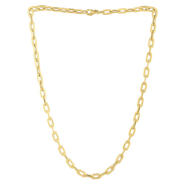 Oval Domed Paperclip Necklace in 14K Yellow Gold (5.30 mm)