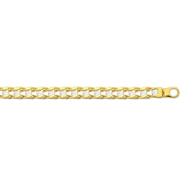 14k Two-Tone Gold Mens Bracelet with S Style Bar Links (7.85 mm)