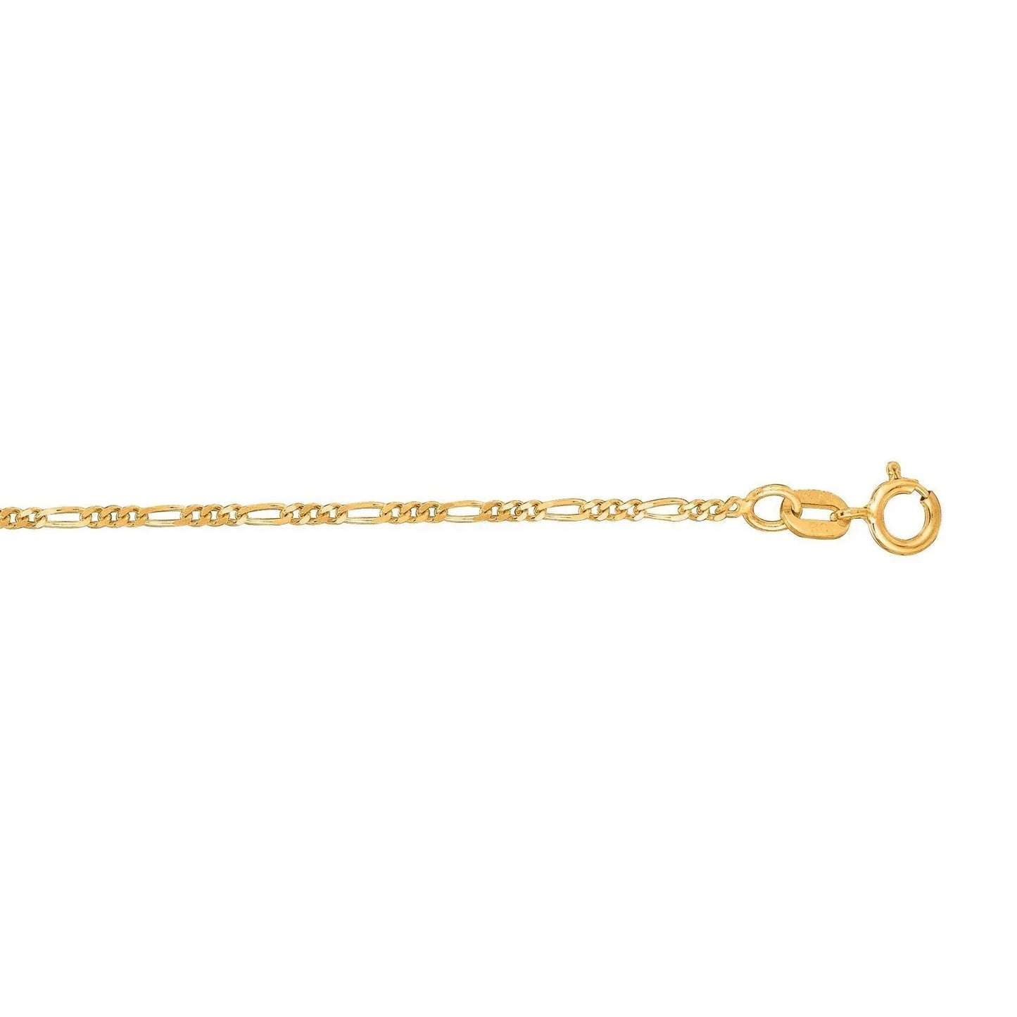 14k Yellow Gold Figaro Anklet 1.3mm - Peelerie