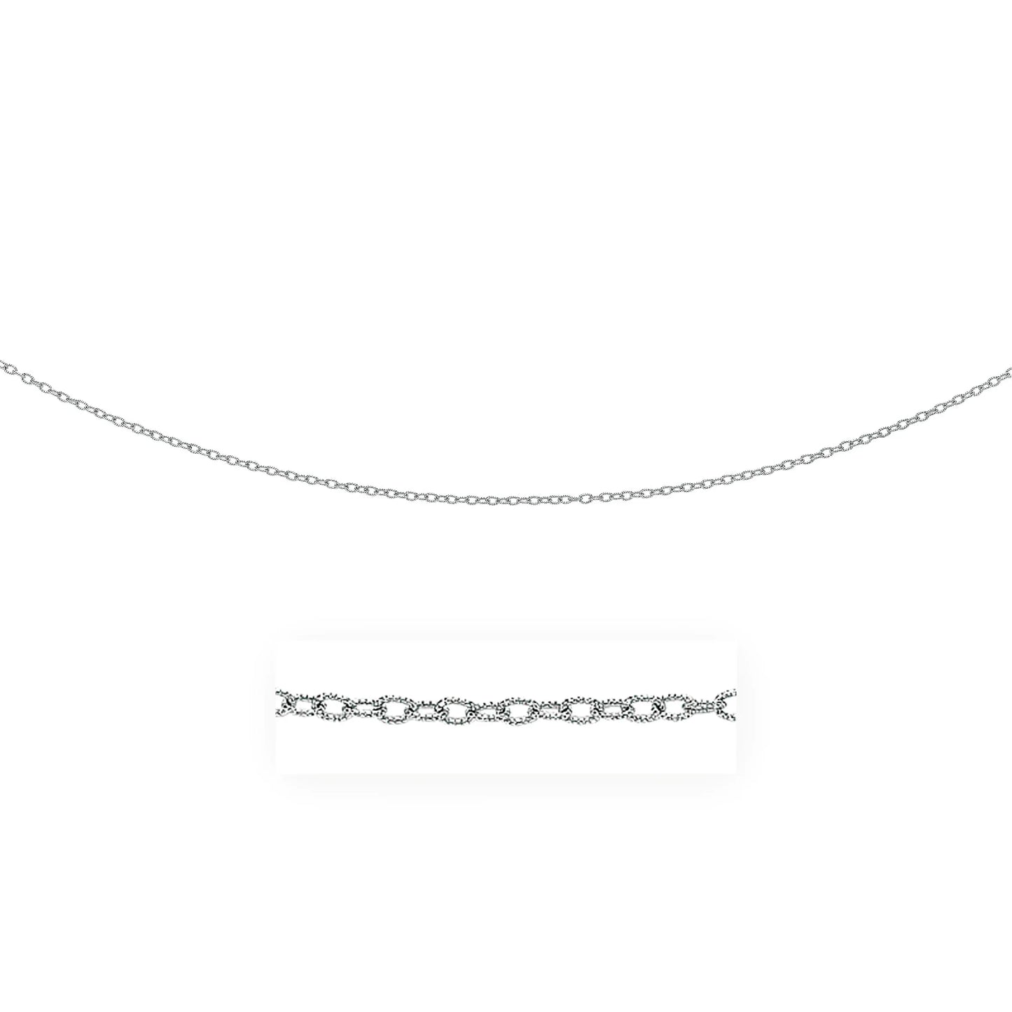 14k White Gold Pendant Chain with Textured Links (2.30 mm) - Peelerie