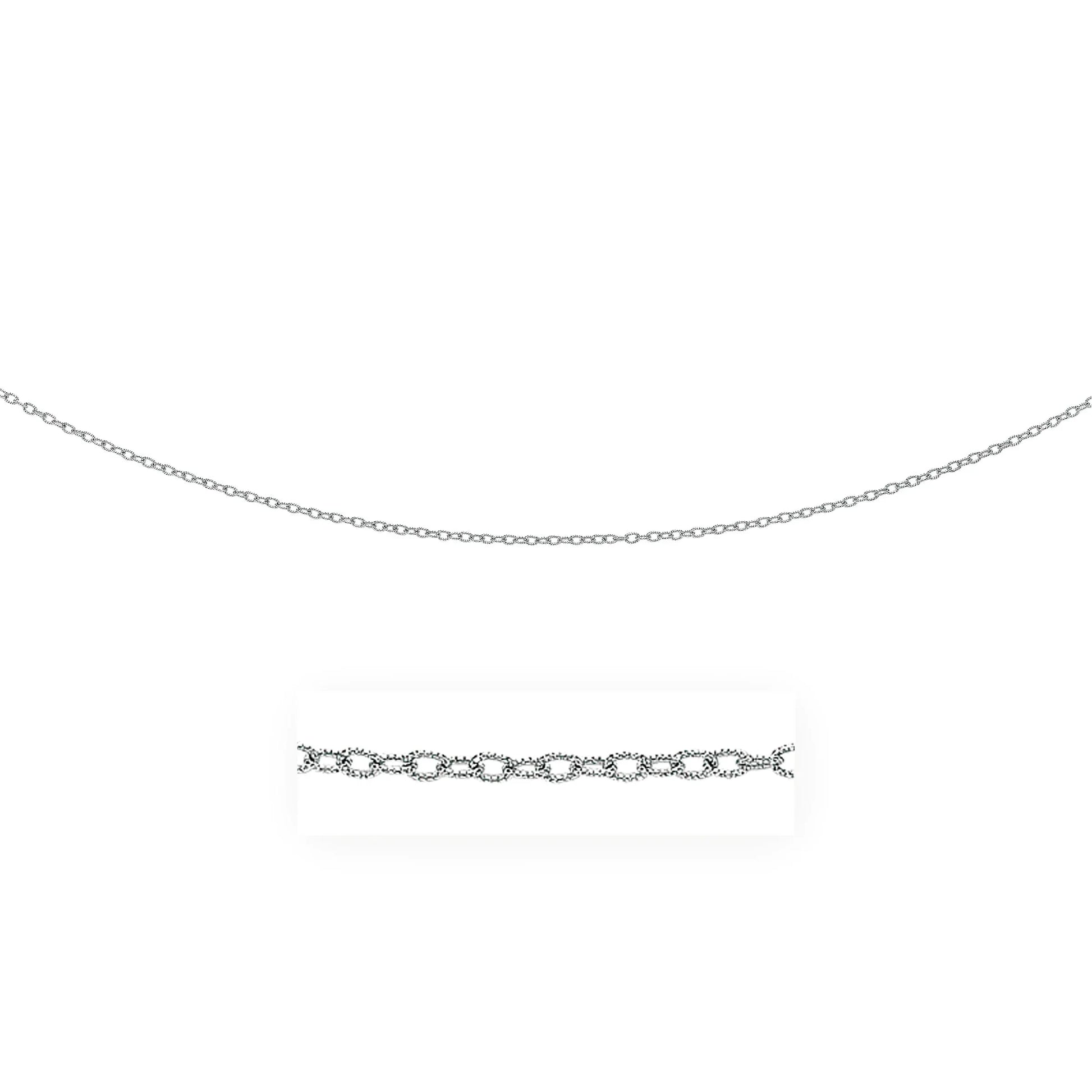 14k White Gold Pendant Chain with Textured Links (2.30 mm) - Peelerie