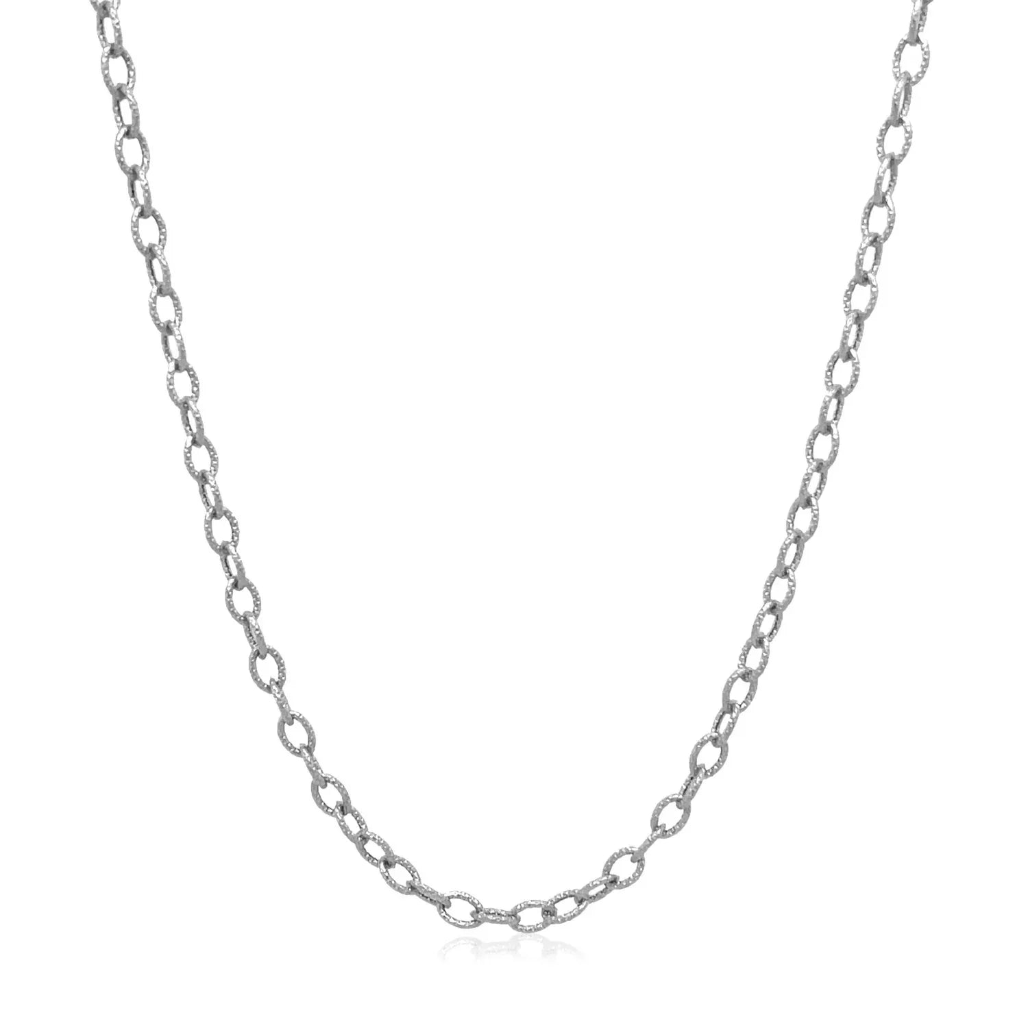 14k White Gold Pendant Chain with Textured Links (2.30 mm) - Peelerie