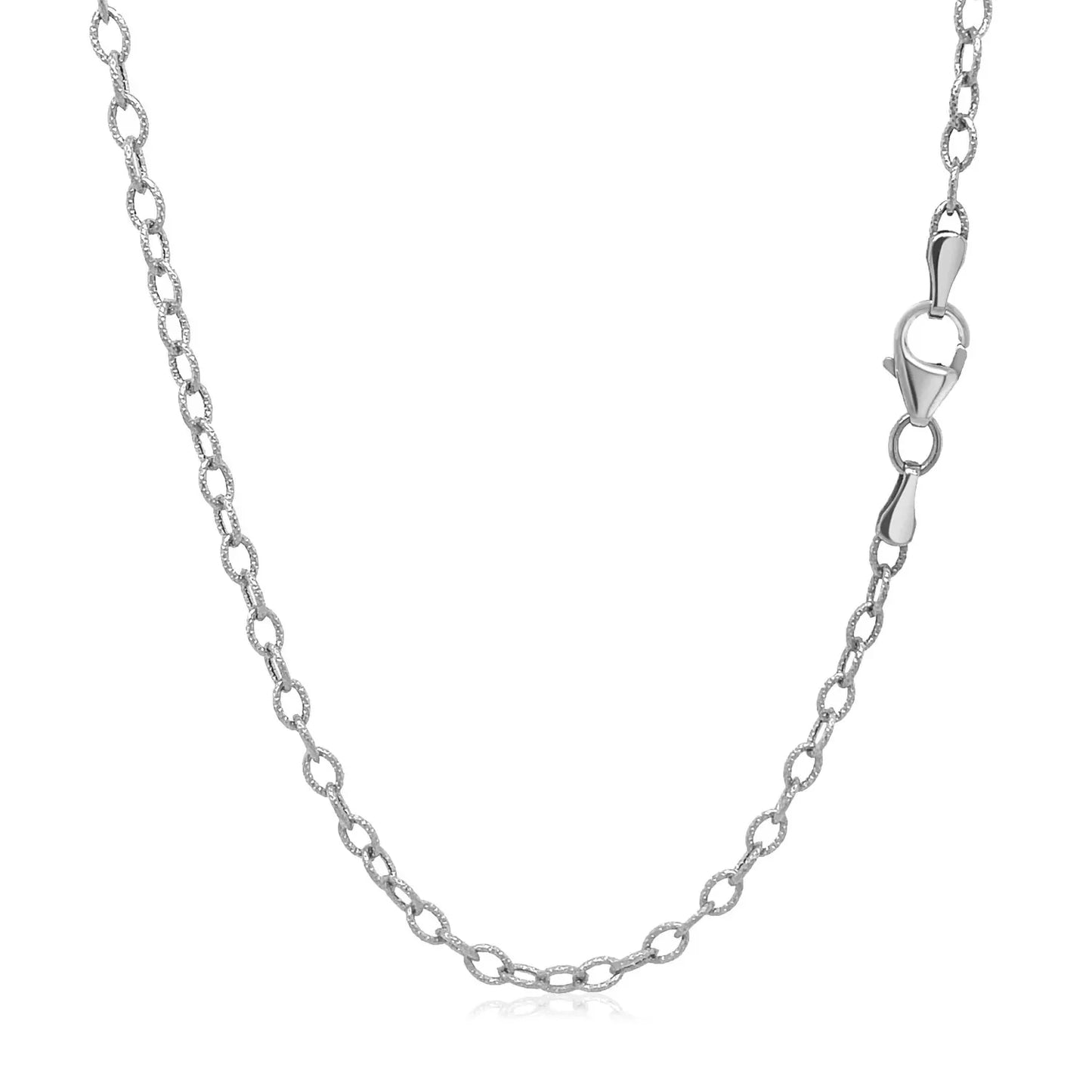 14k White Gold Pendant Chain with Textured Links (2.30 mm) - Peelerie