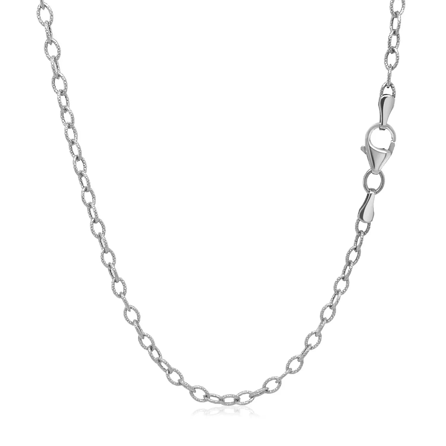 14k White Gold Pendant Chain with Textured Links (2.30 mm) - Peelerie