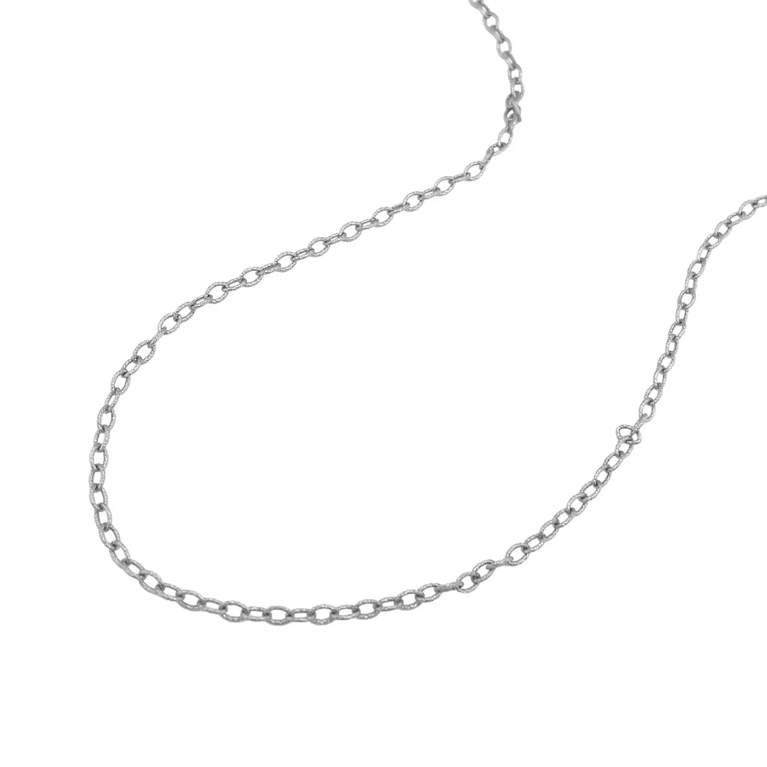 14k White Gold Pendant Chain with Textured Links (2.30 mm) - Peelerie