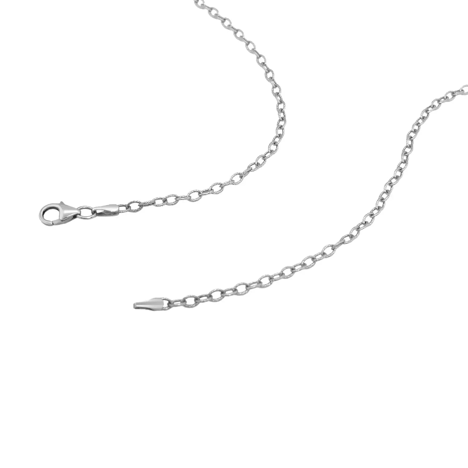 14k White Gold Pendant Chain with Textured Links (2.30 mm) - Peelerie