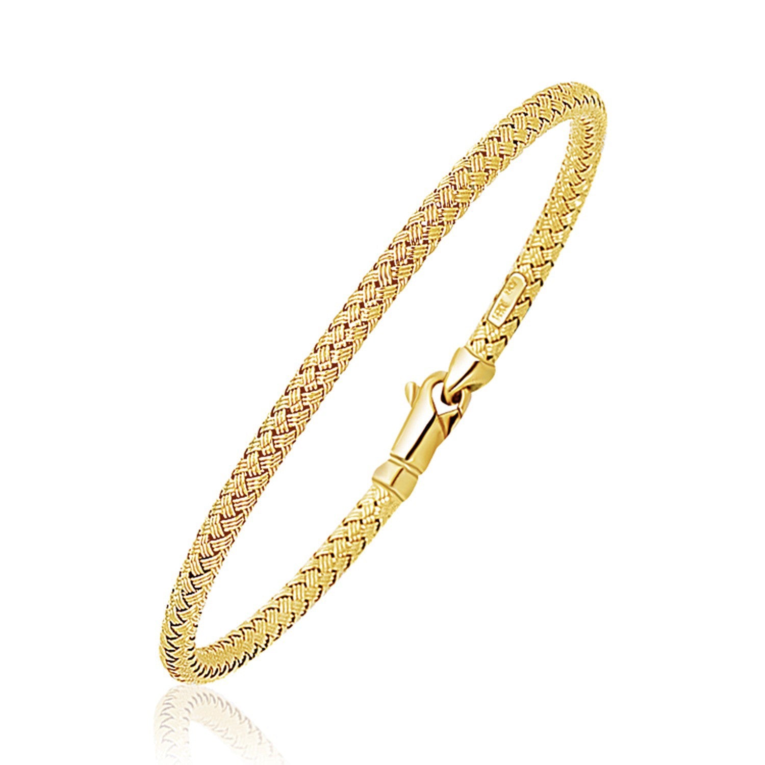 Fancy Weave Bangle in 14k Yellow Gold (3.00 mm) in a sleek high-contrast midnight luxury editorial style