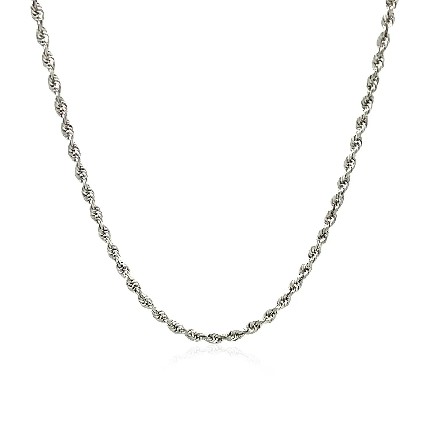 14k White Gold Solid Diamond Cut Rope Chain (2.00 mm) - Peelerie
