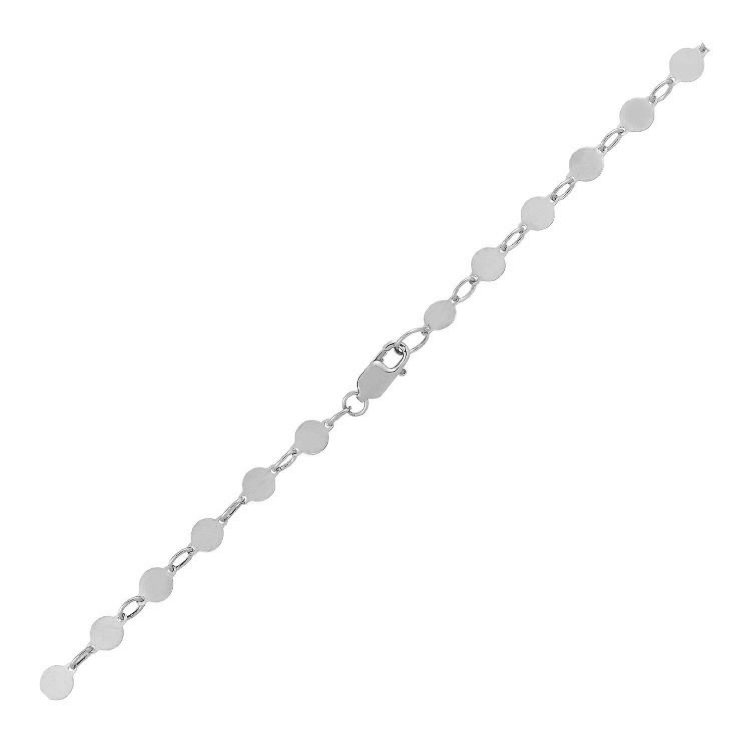 14k White Gold Bracelet with Polished Circles (4.00 mm) in a sleek high-contrast midnight luxury editorial style