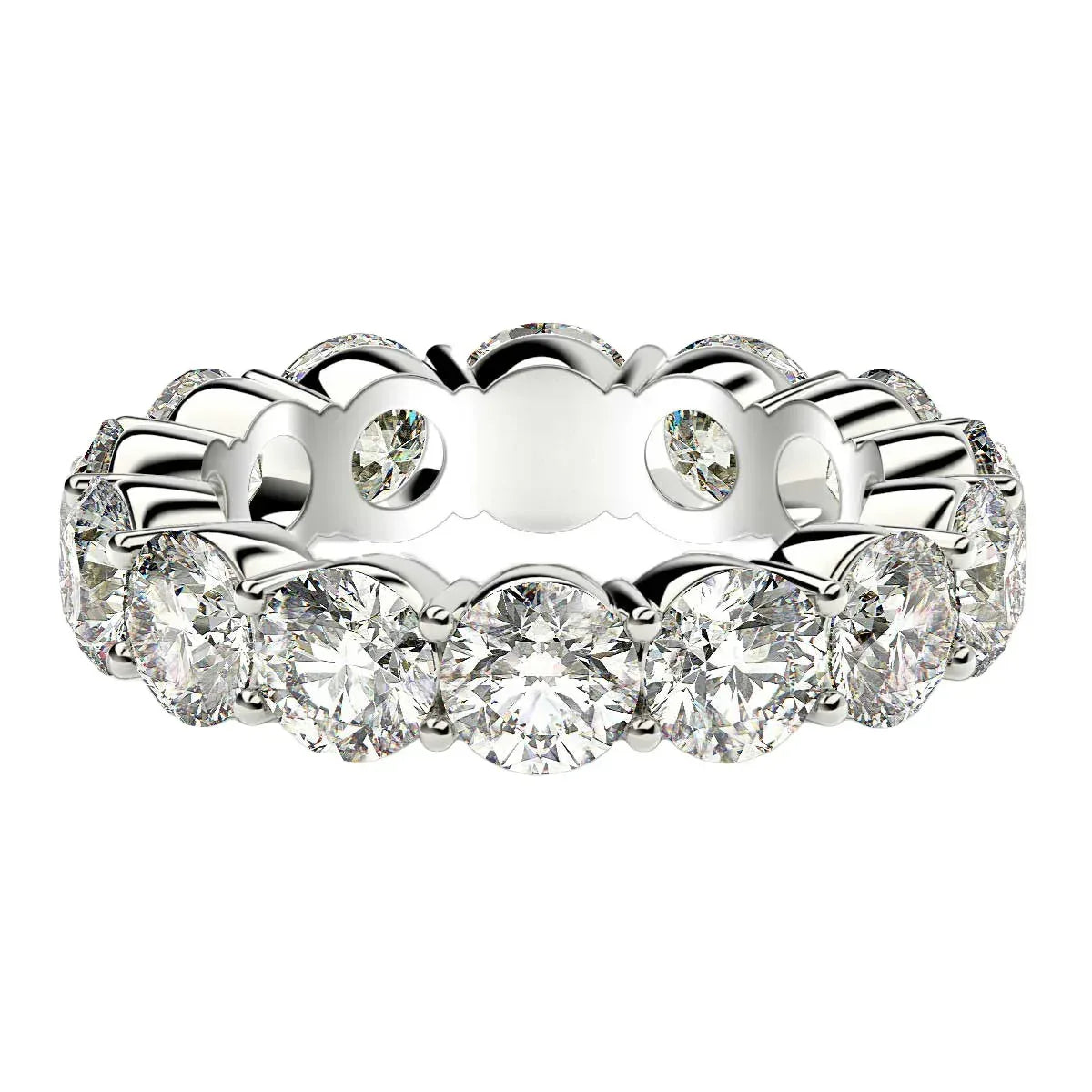 Round Cut Lab Grown Diamond Eternity Ring in 14k White Gold (6 cttw FG/VS2) - Peelerie