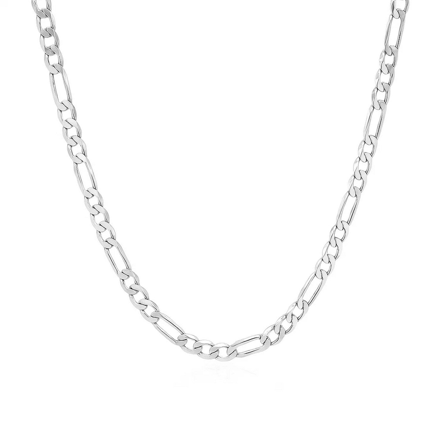 14k White Gold Solid Figaro Chain (3.00 mm) in a sleek high-contrast midnight luxury editorial style