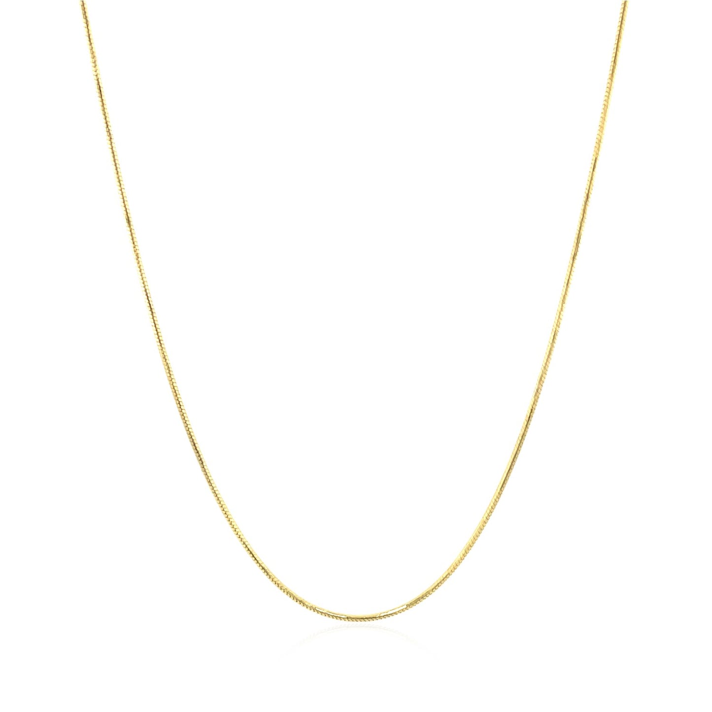 14k Yellow Gold Round Snake Chain (0.70 mm) in a sleek high-contrast midnight luxury editorial style