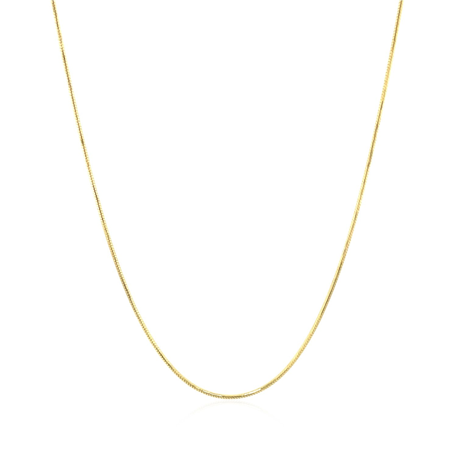 14k Yellow Gold Round Snake Chain (0.70 mm) in a sleek high-contrast midnight luxury editorial style