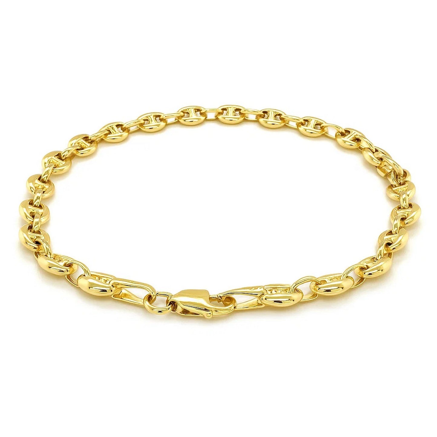 14k Yellow Gold Puffed Mariner Link Bracelet (4.70 mm)
