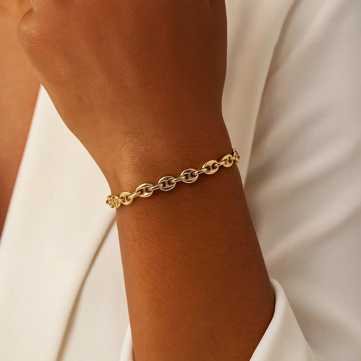 14k Yellow Gold Puffed Mariner Link Bracelet (4.70 mm)