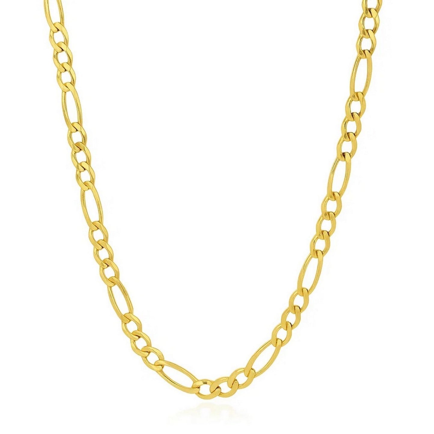 14k Yellow Gold Solid Figaro Chain (4.50 mm) in a sleek high-contrast midnight luxury editorial style