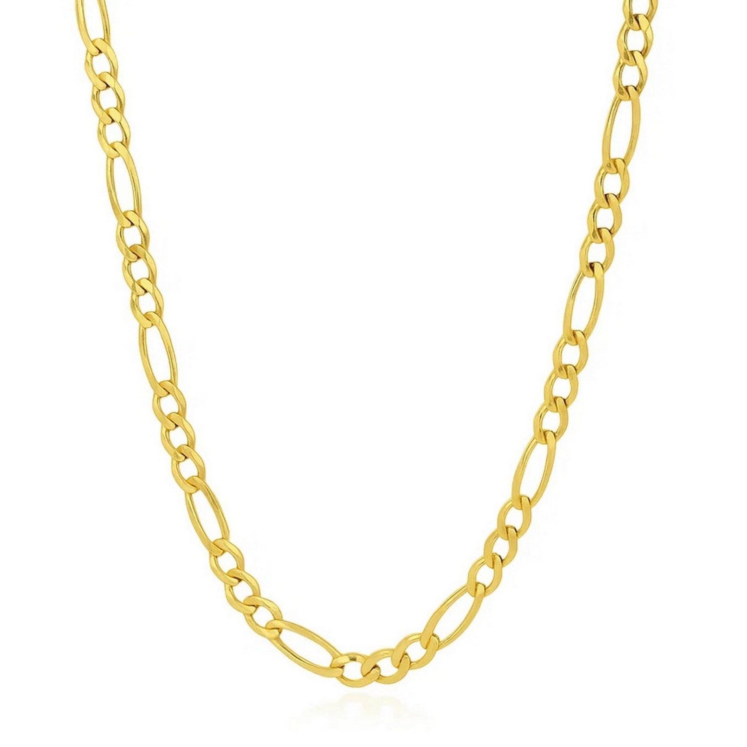 14k Yellow Gold Solid Figaro Chain (4.50 mm) in a sleek high-contrast midnight luxury editorial style