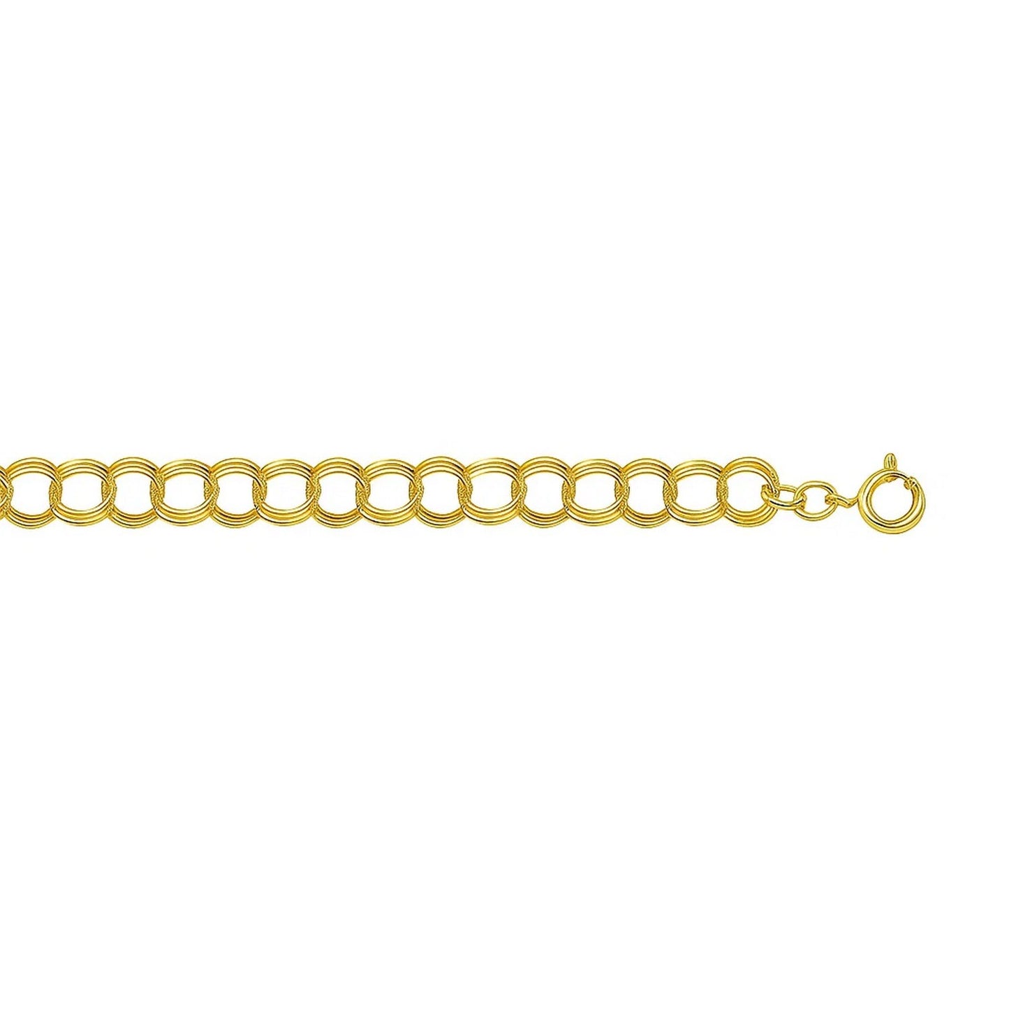 14k Yellow Gold Triple Link Charm Bracelet (5.00 mm)