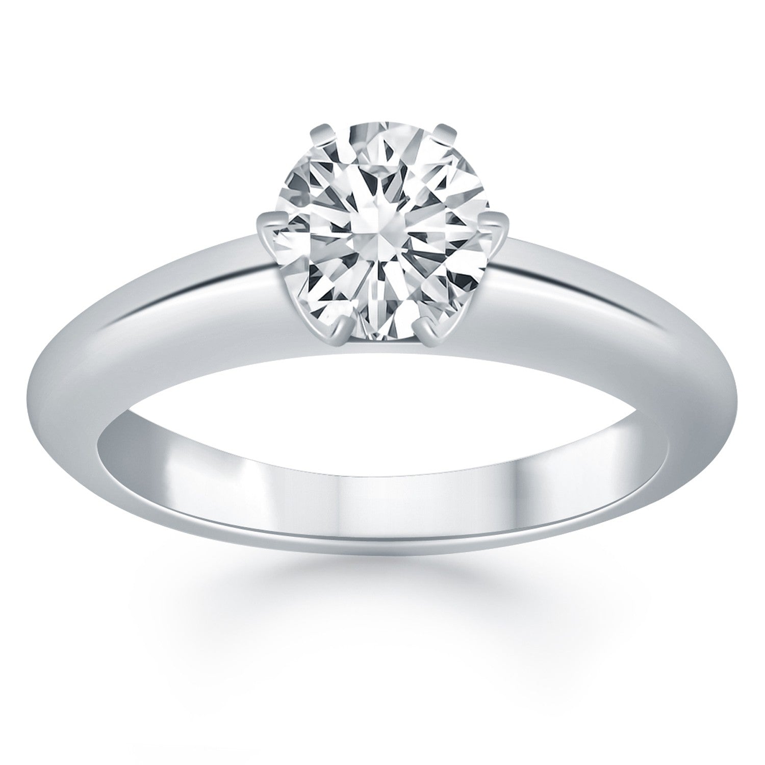 14k White Gold Solitaire Cathedral Engagement Ring in a sleek high-contrast midnight luxury editorial style