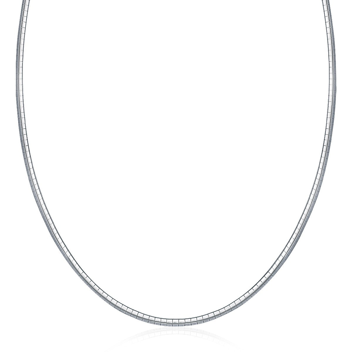 Sterling Silver Classic Omega Chain Necklace (3.0mm) in a sleek high-contrast midnight luxury editorial style