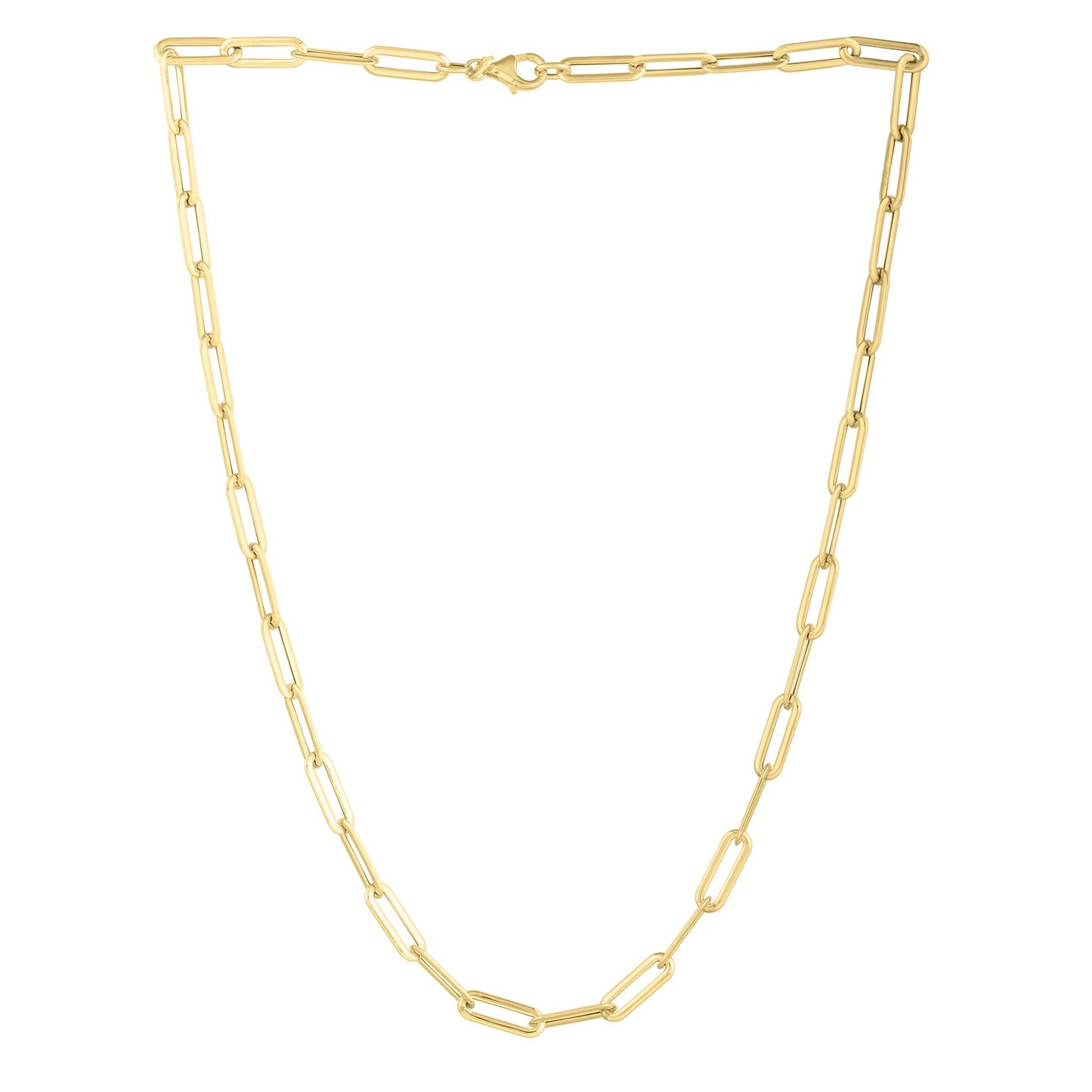 Long Domed Paperclip Necklace in 14K Yellow Gold (4.80 mm)