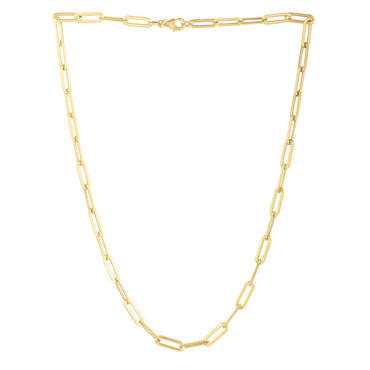 Long Domed Paperclip Necklace in 14K Yellow Gold (4.80 mm)