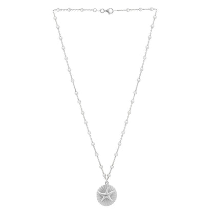 Sterling Silver Rhodium Plated Starfish Medallion Necklace