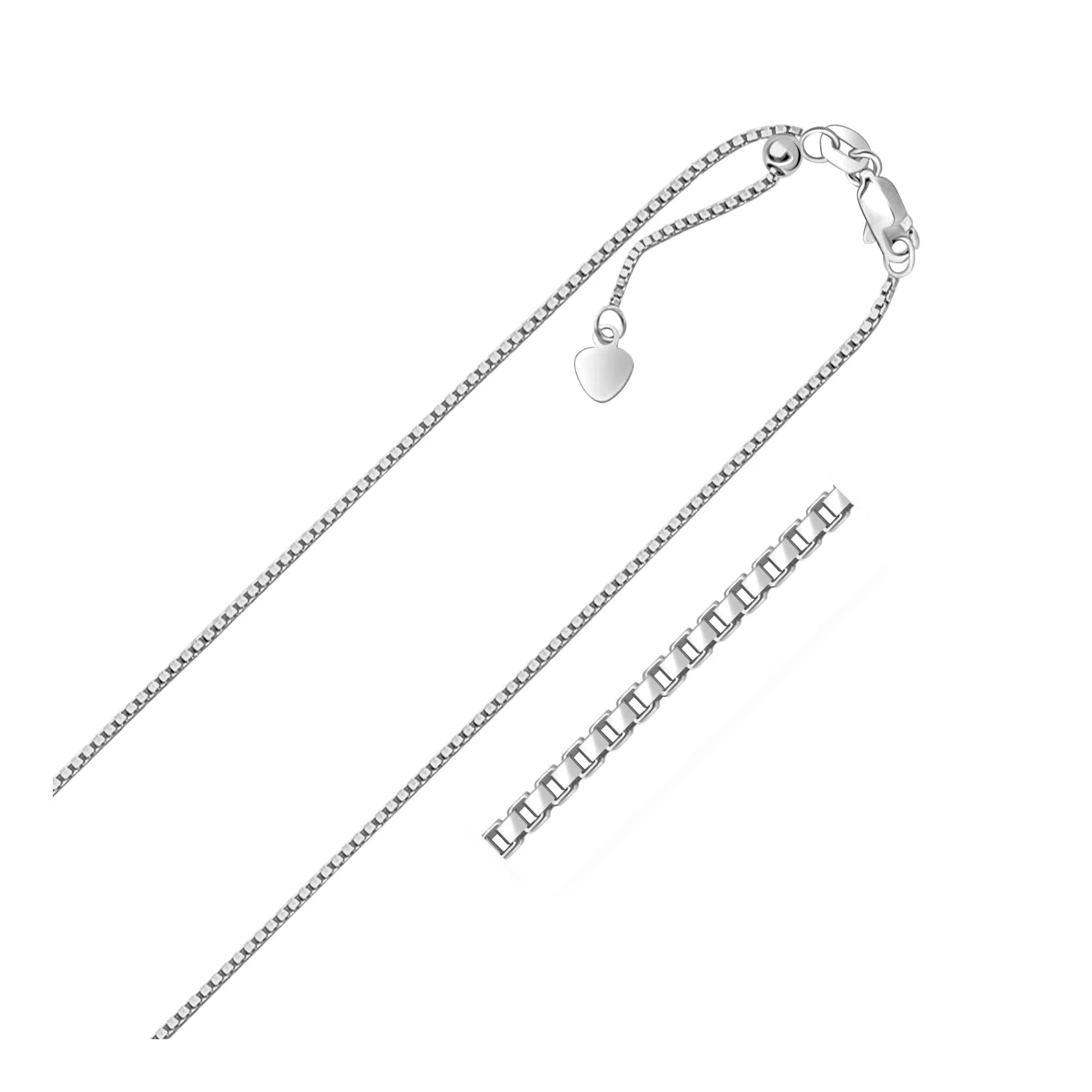 14k White Gold Adjustable Box Chain (1.10 mm) - Peelerie