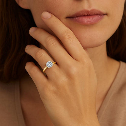 1 1/2 Carat Round Lab Grown IGI G/VS1 Diamond Solitaire Ring in 10K Yellow Gold