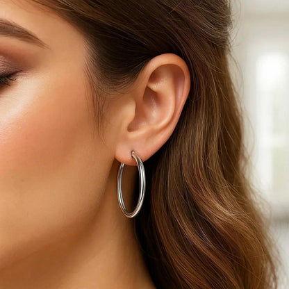 14k white gold hoop earrings