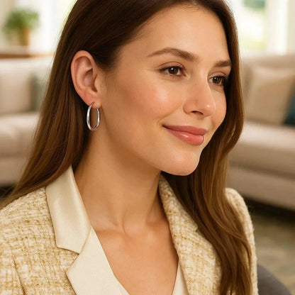 14k white gold hoop earrings