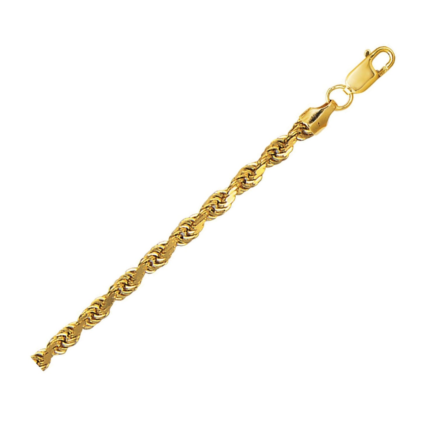 10K Yellow Gold Lite Hollow Diamond Cut Rope Chain (4.00 mm) in a sleek high-contrast midnight luxury editorial style