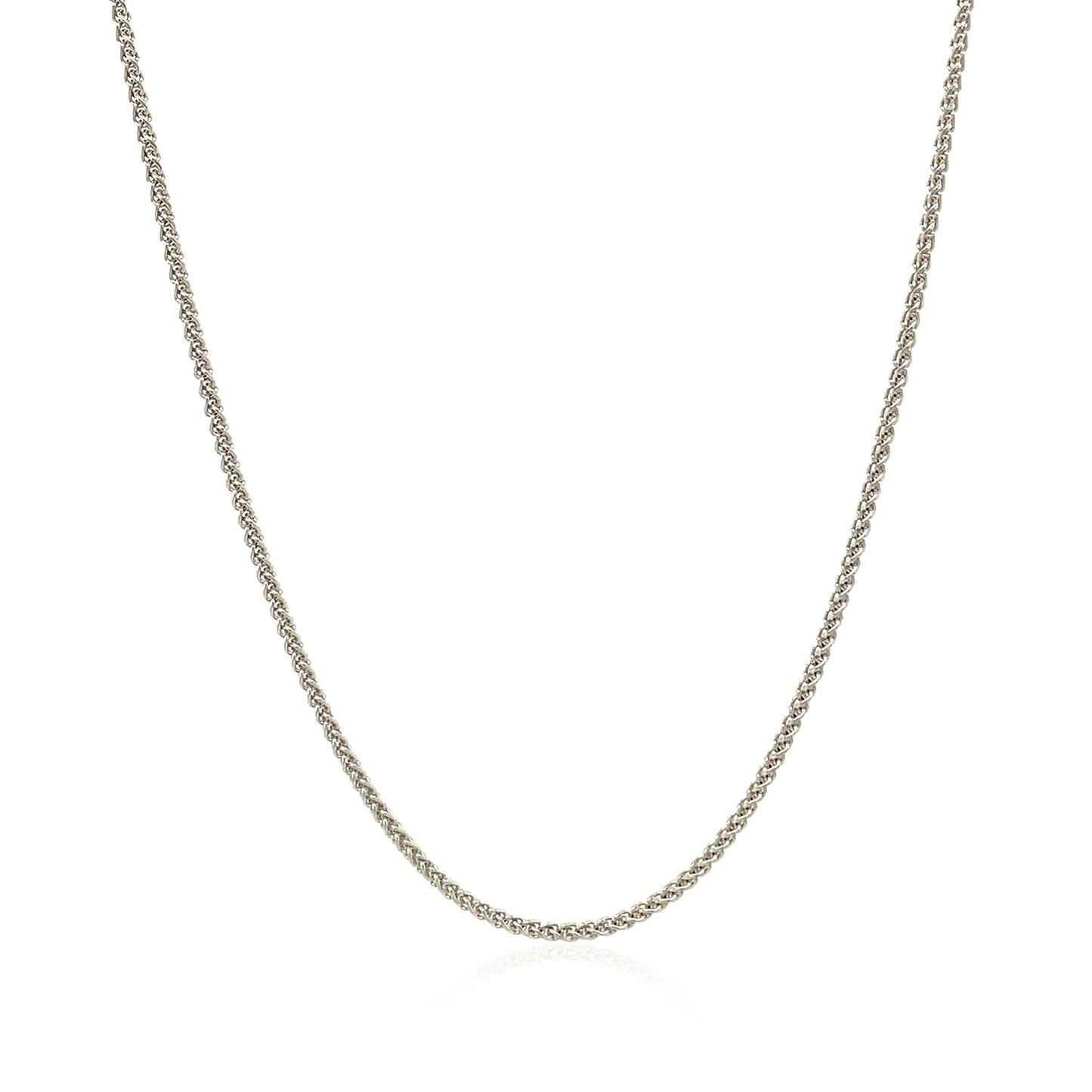 18k White Gold Round Wheat Chain (1.20 mm) in a sleek high-contrast midnight luxury editorial style