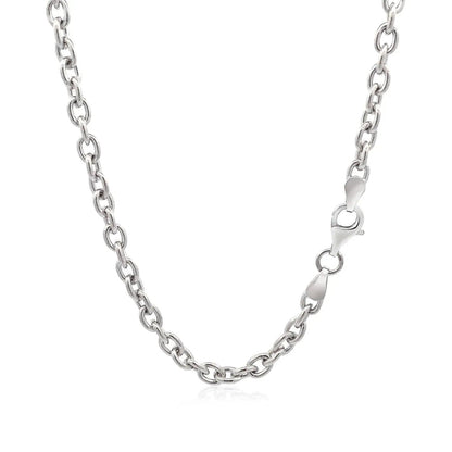Sterling Silver Rhodium Plated Chain Bracelet with a Flat Heart Motif Station - Peelerie