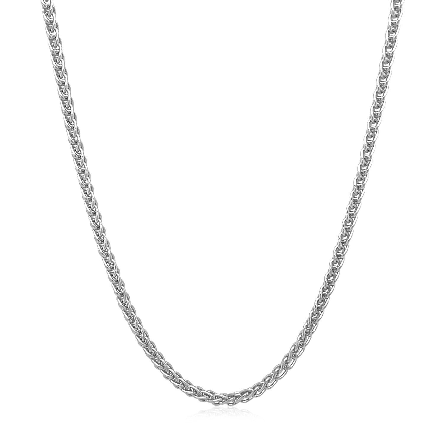 14k White Gold Round Wheat Chain (2.1 mm) in a sleek high-contrast midnight luxury editorial style