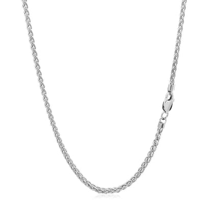 14k White Gold Round Wheat Chain (2.1 mm) - Peelerie