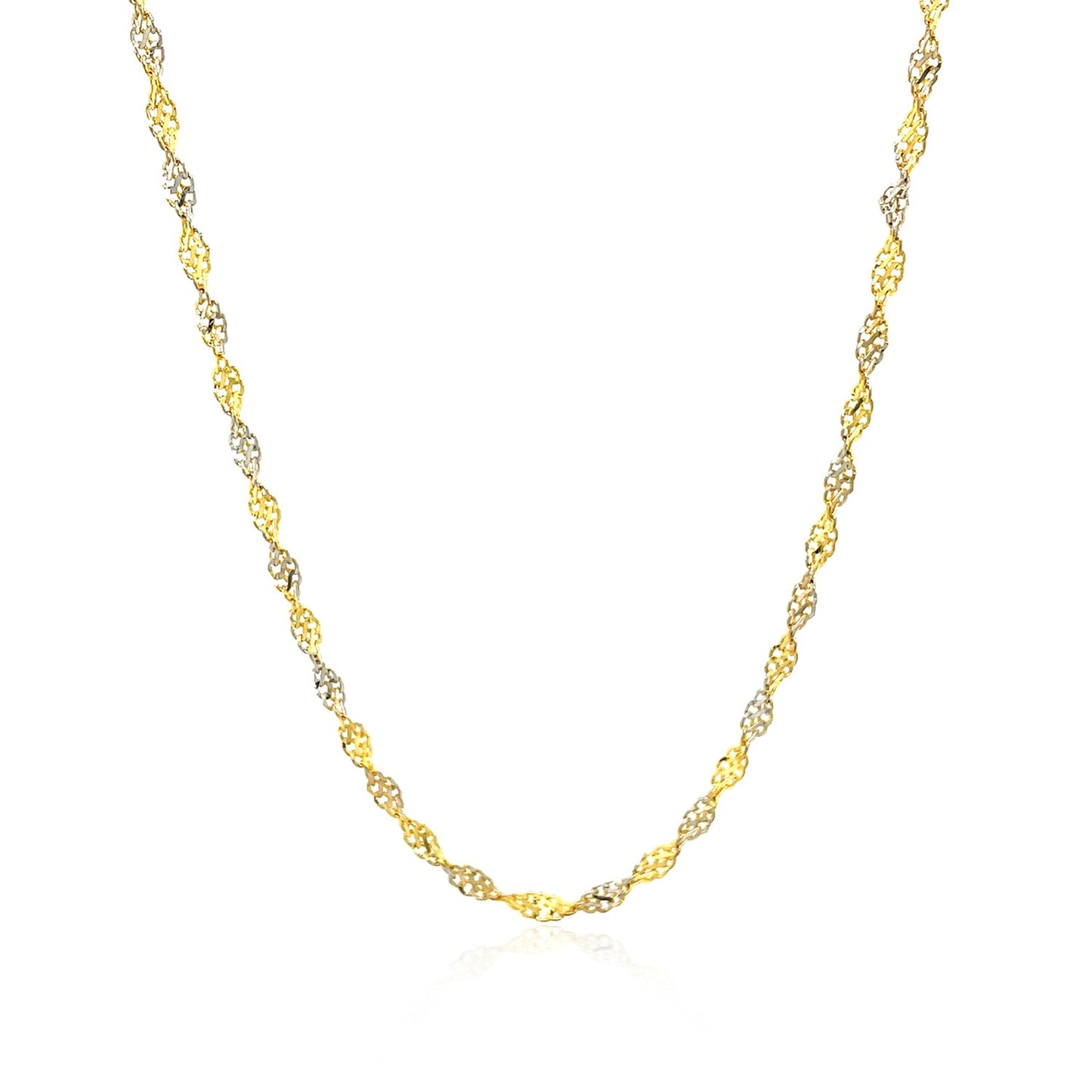 14k Two-Tone Gold Singapore Chain (2.50 mm) in a sleek high-contrast midnight luxury editorial style