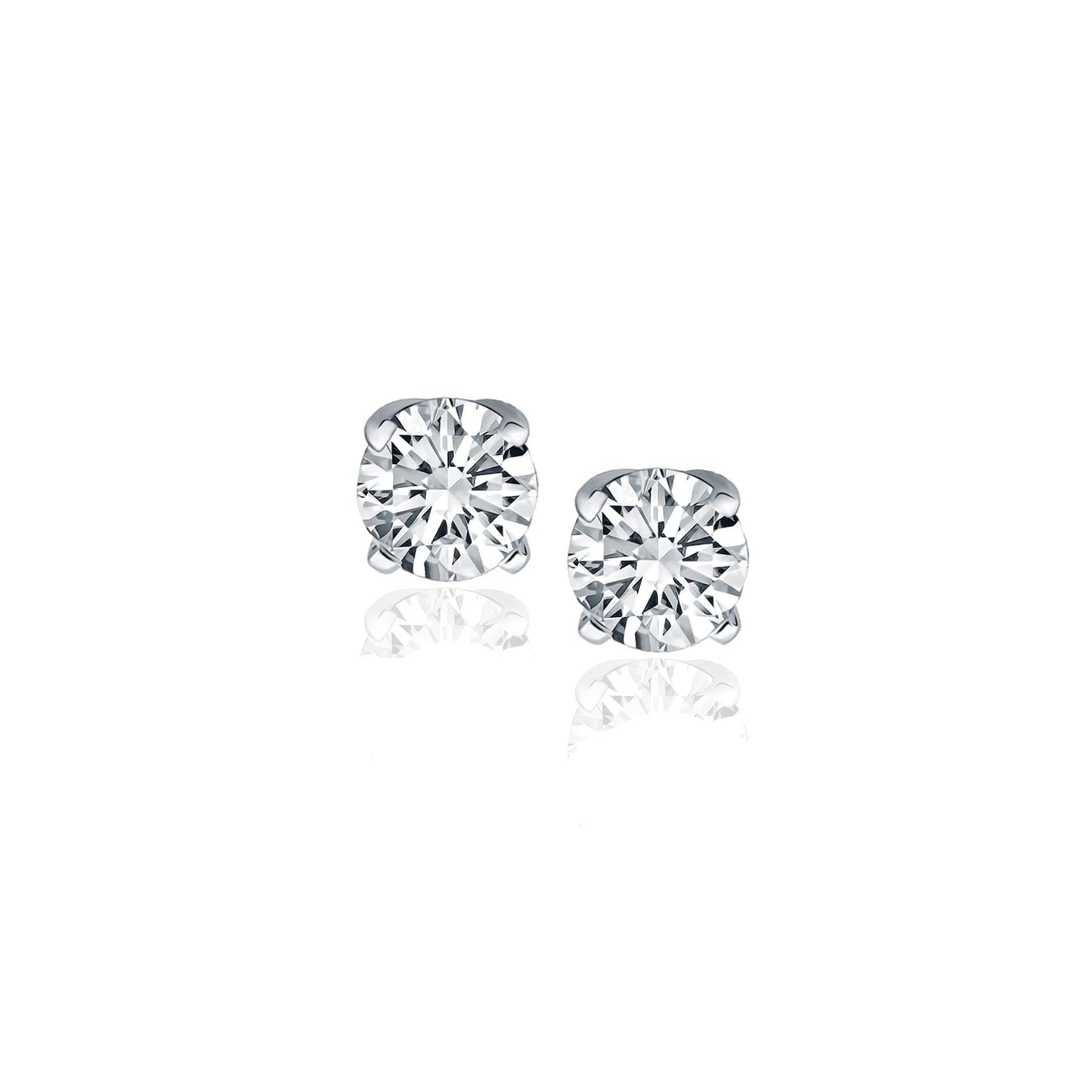 14k White Gold Diamond Four Prong Stud Earrings (1/2 cttw) in a sleek high-contrast midnight luxury editorial style