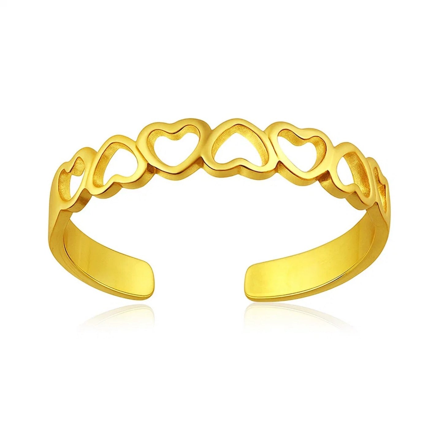 14k Yellow Gold Heart Toe Ring in a sleek high-contrast midnight luxury editorial style