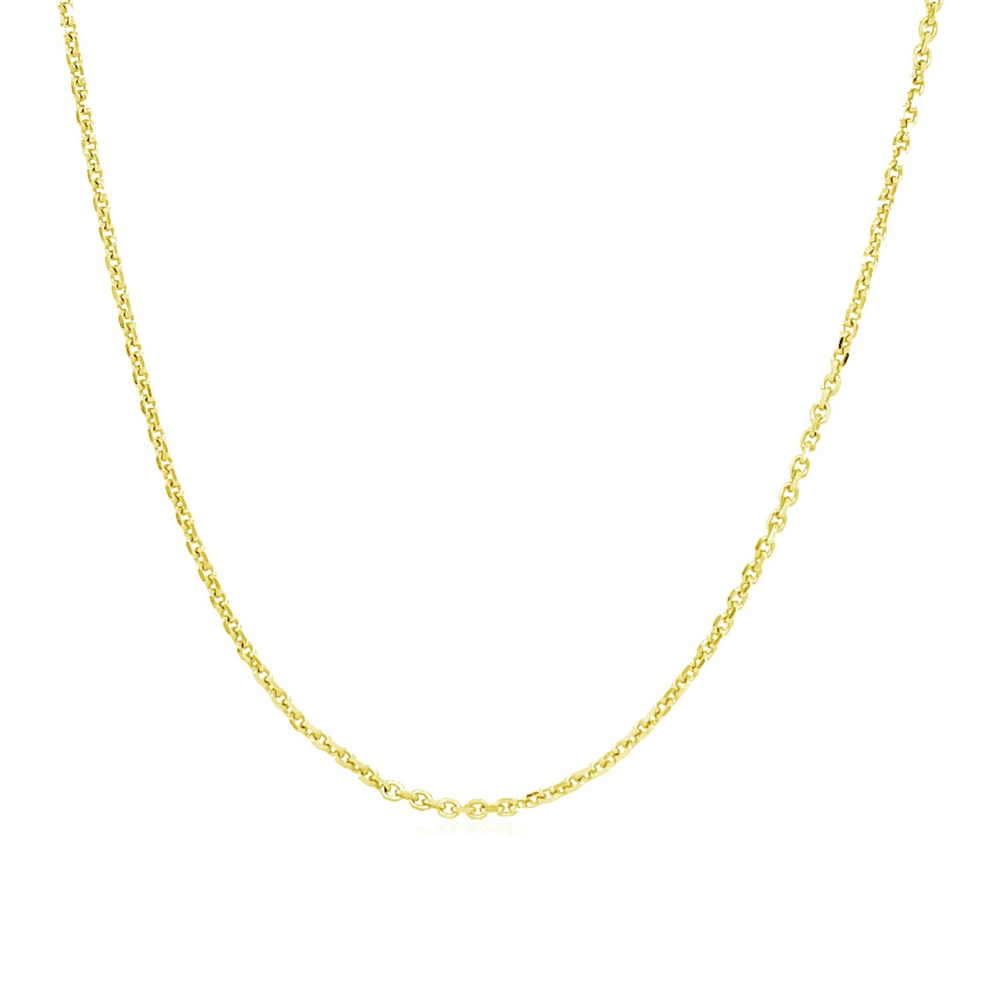 14k Yellow Gold Adjustable Cable Chain (1.10 mm) in a sleek high-contrast midnight luxury editorial style