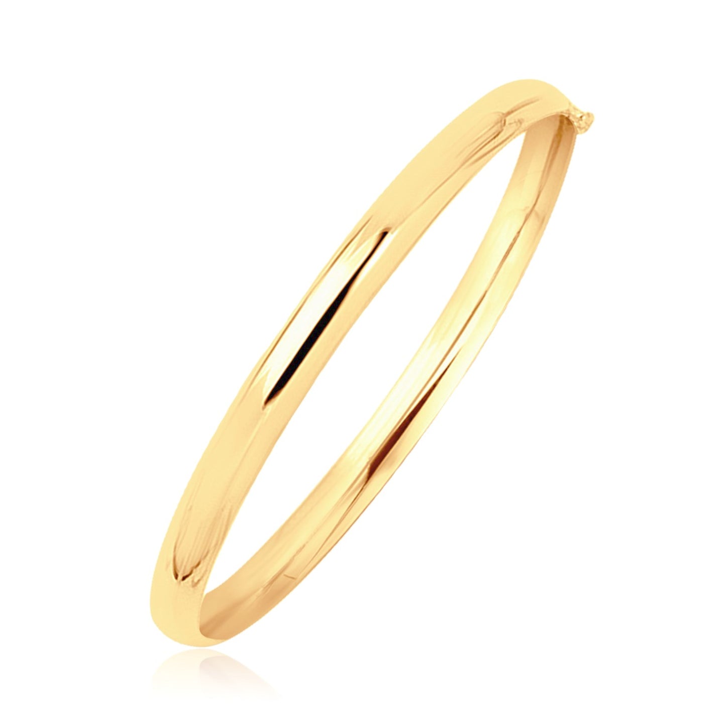 14k Yellow Gold Dome Design Polished Childrens Bangle (5.50 mm) in a sleek high-contrast midnight luxury editorial style