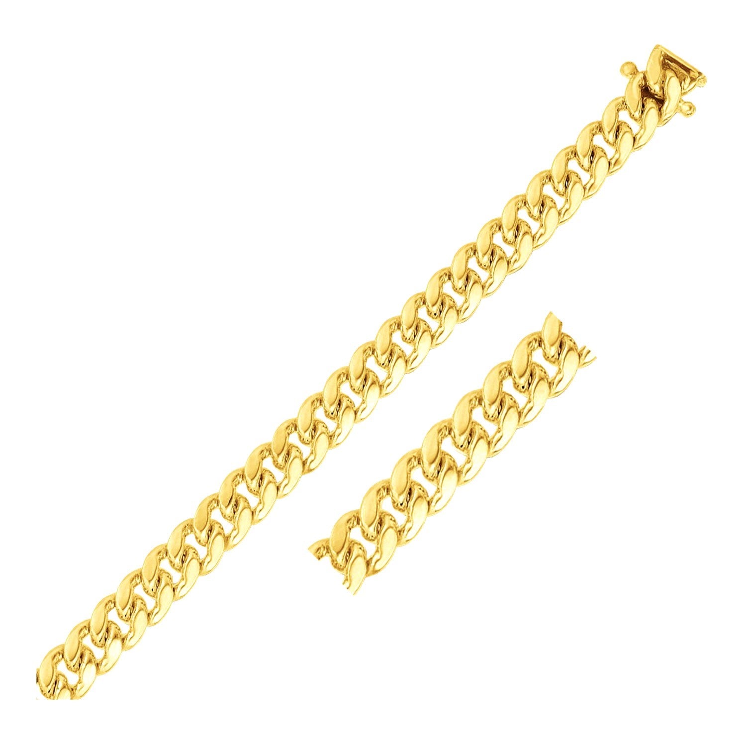 10k Yellow Gold Classic Miami Cuban Solid Bracelet (8.20 mm) in a sleek high-contrast midnight luxury editorial style