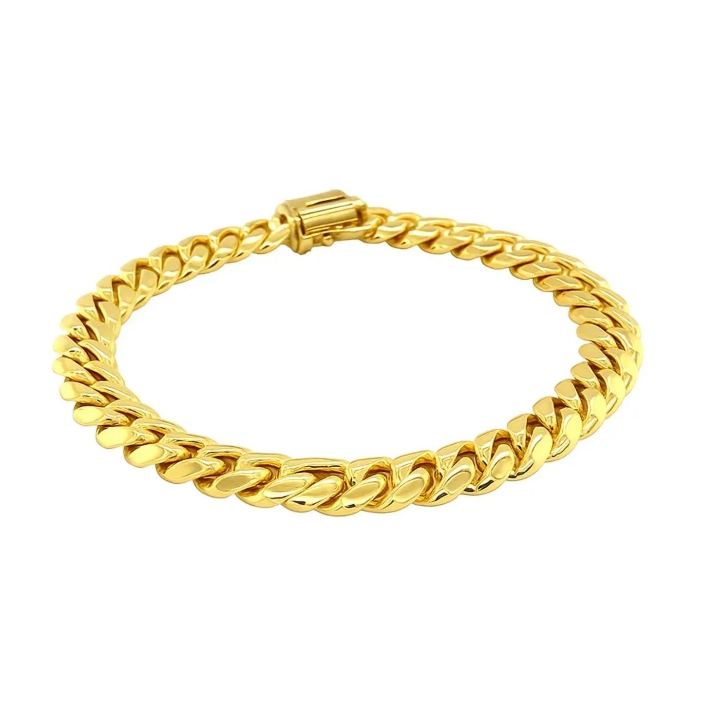 10k Yellow Gold Classic Miami Cuban Solid Bracelet (8.20 mm) - Peelerie