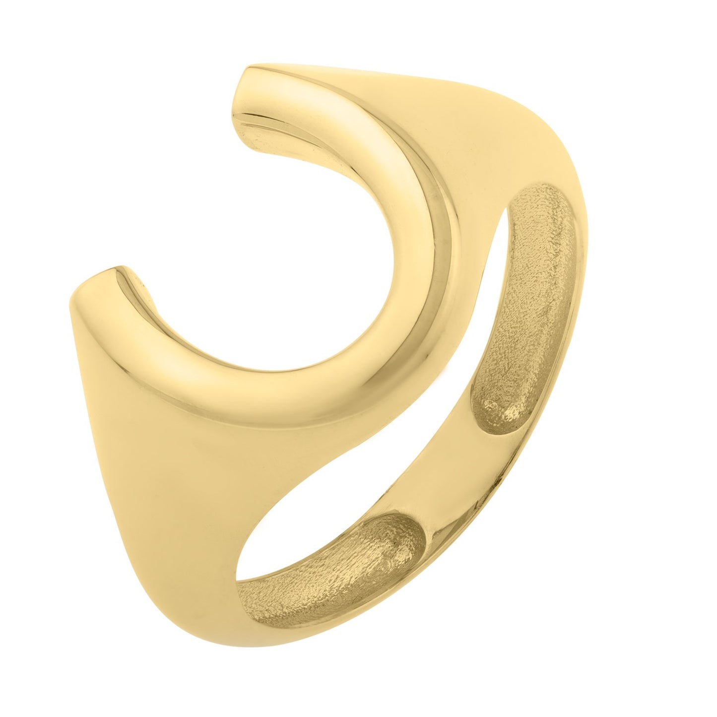 Horseshoe Ring in 14K Yellow Gold (8.00 mm) in a sleek high-contrast midnight luxury editorial style
