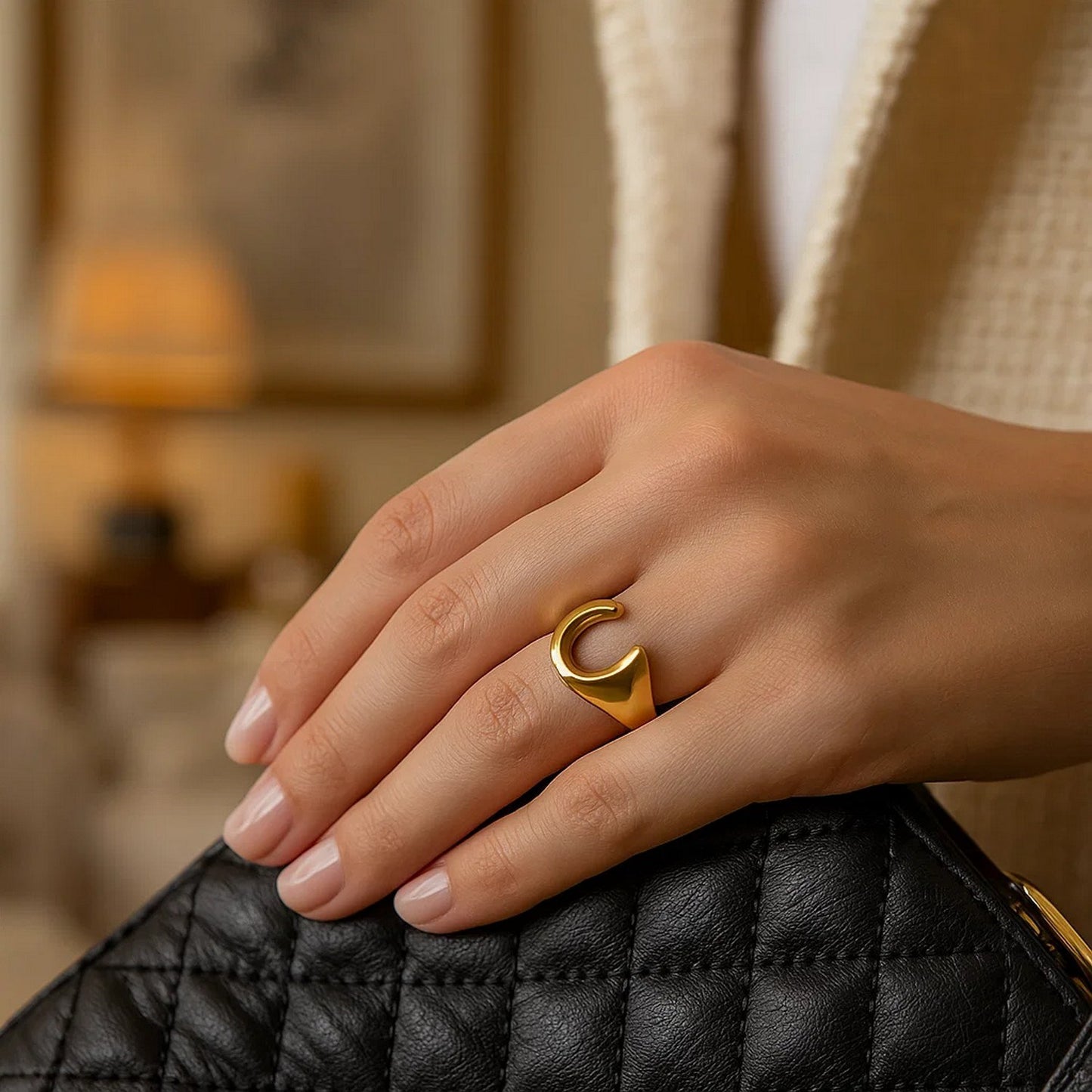 Peelerie jewelry piece in midnight luxury editorial product photo, high-contrast studio lighting