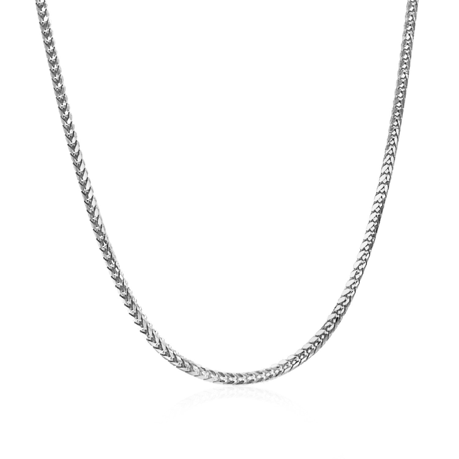 14k white Gold Franco Chain (1.60 mm) in a sleek high-contrast midnight luxury editorial style
