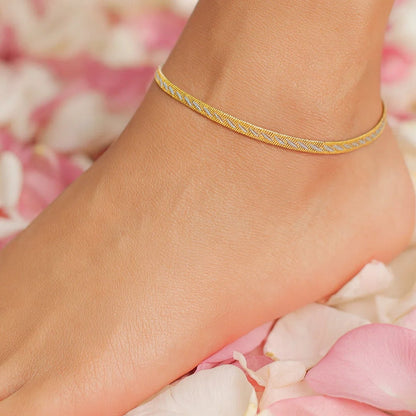 Sterling Silver Two Tone Snake Chain Inspired Anklet