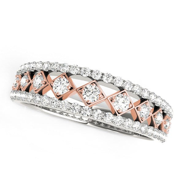 14k White And Rose Gold Diamond Band (3/8 cttw) in a sleek high-contrast midnight luxury editorial style