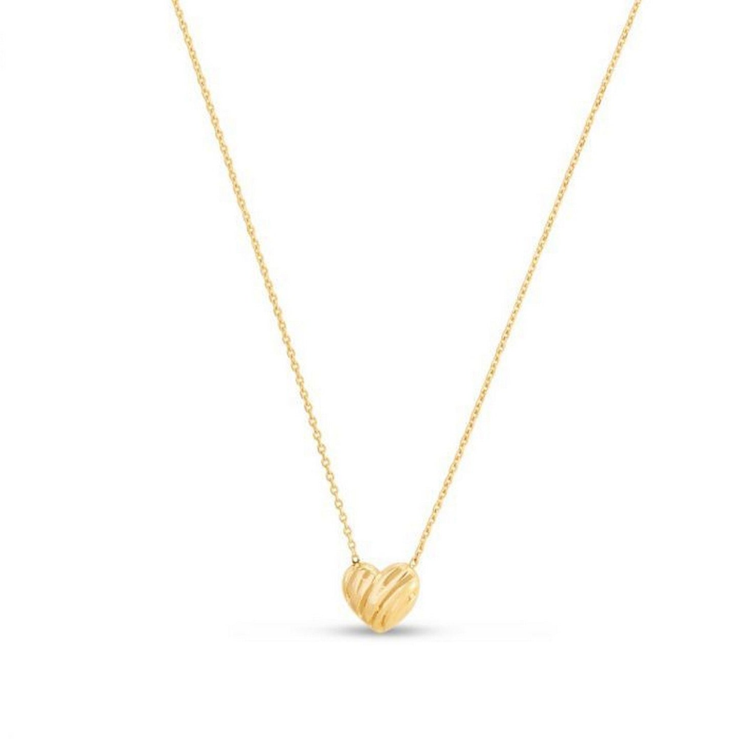 14k Yellow Gold High Polish Scribbles Heart Necklace